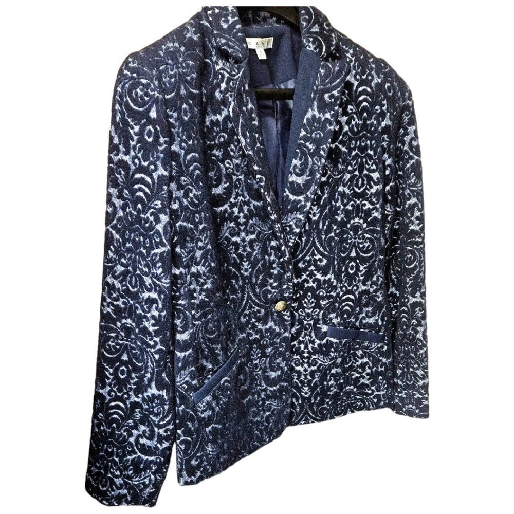 LIKEβNEW CABI Women's Soft Floral Blue & Gray Blazer. - Picture 3 of 15